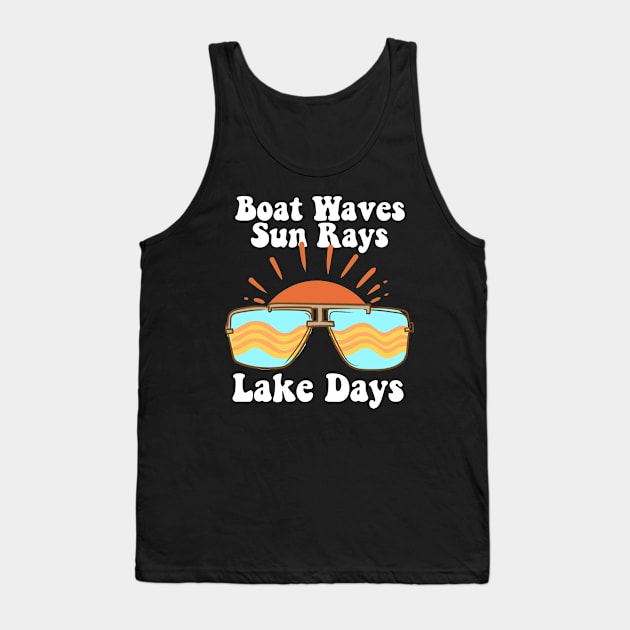 Boat Waves Sun Rays Lake Days Tank Top by maxcode